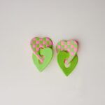 boucles d'oreilles colorées Saboom Yseult damier vert rose